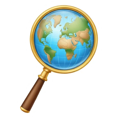 magnifying glass with globe sticker