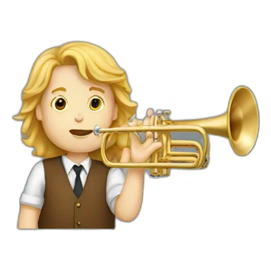 White boy with long hair playing trumpet sticker
