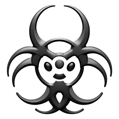 Quiero un emoji del riesgo biológico color negro con blanco sticker