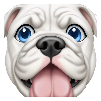 Please create a white English bulldog with blue eyes sticker