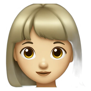 little asian girl with bangs and long hair, brown and green eyes sticker