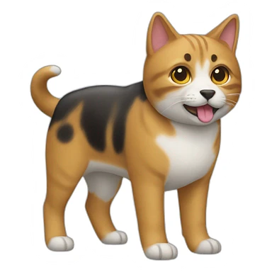 Un chat sur un chien sticker