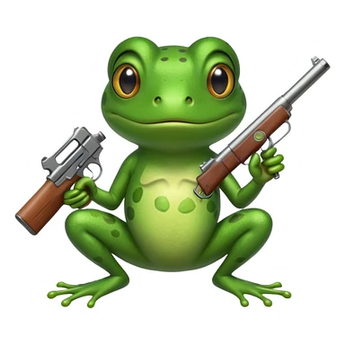 Make a frog holding a gun sticker