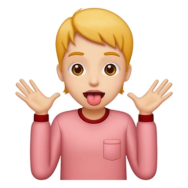 Tongue out with hands at sides sticker