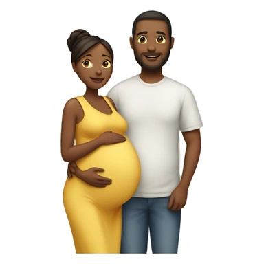A pregnant woman with her husband  sticker