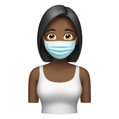 A woman with a face mask sticker