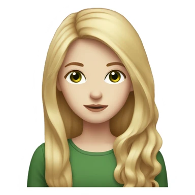 long dark red and blonde hair girl, pale skin, green eyes, sticker