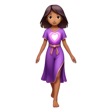 
A small figure walks across a glowing bridge, holding soft pink and purple orbs in each hand—symbolizing compassion and forgiveness. A gentle heart aura trails behind them, showing healing in motion. sticker