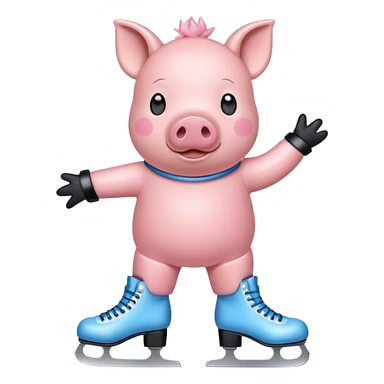 Pig with ice skates sticker