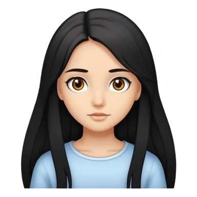 Girl with hair black largue and eyes brown, skin normal and pretty sticker