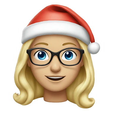 Blond woman blue eyes wearing santa hat and glasses  sticker