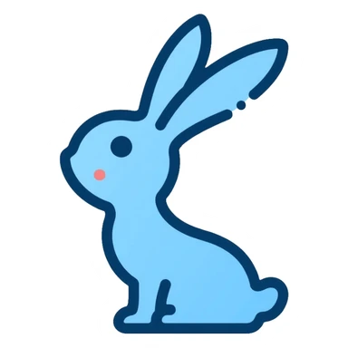 blue minimalist easter bunny, simple clean lines sticker