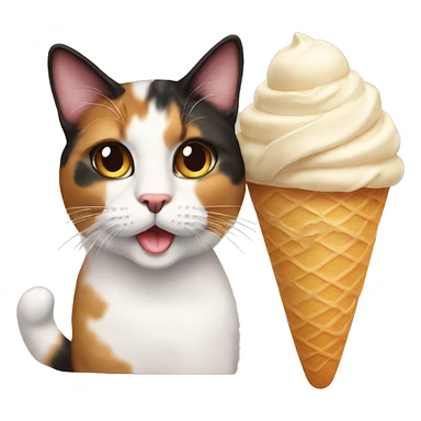 Icecream with calico cat sticker