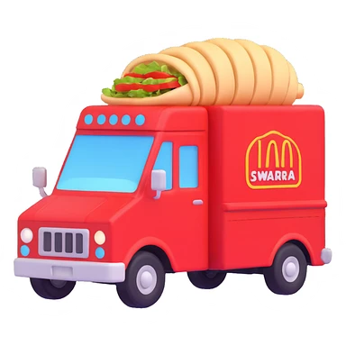 generate me a 3D red truck shawarma sticker