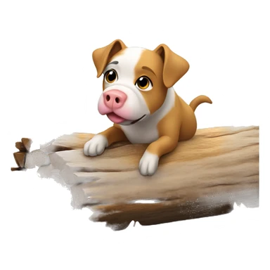 dog annd pig sat on a log sticker