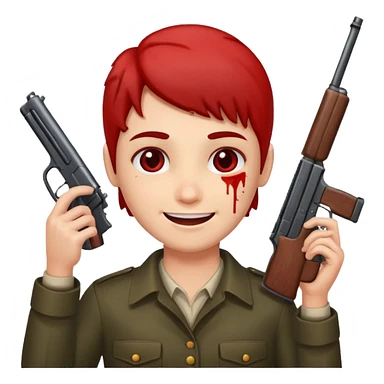 Smilingly holding gun to head sticker