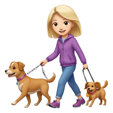 a girl walking her dog sticker
