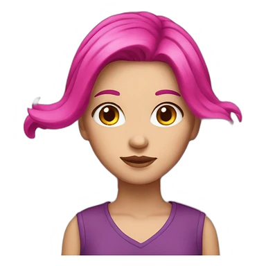 White girl with a magenta hair sticker