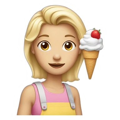 Blond girl with an ice cream sticker