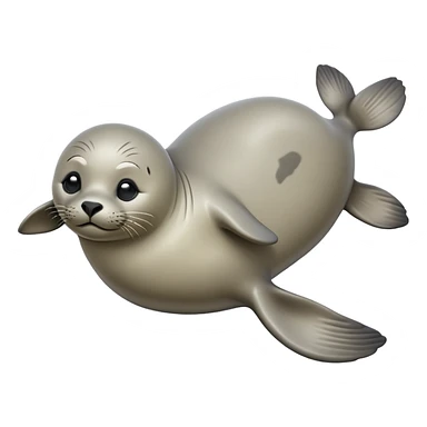 cinematic-seal-realistic-full-body-lounging-emoji,-plump-sleek-body-stretched,-short-smooth-fur-glinting-in-the-sea-breeze,-flippers-tucked-comfortably-beneath-its-body,-large-dark-eyes-filled-with-playful-curiosity sticker