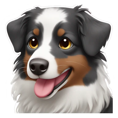 Small black australian shepherd dog with maroon hearts sticker