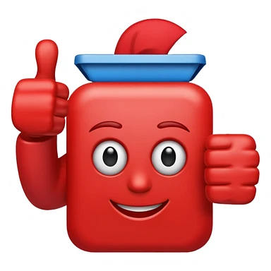 crea un dedo de like en color rojo al centro debe ir la frase caja cusco sticker