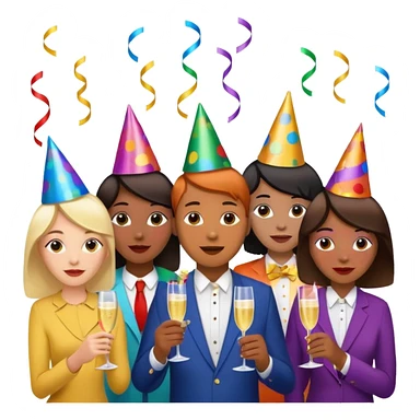 a party emoji with celebration elements sticker
