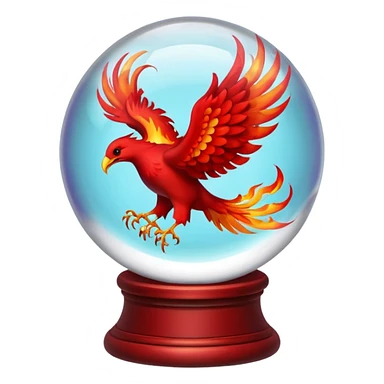 A red fiery phoenix inside a transparent crystal ball with no stand sticker