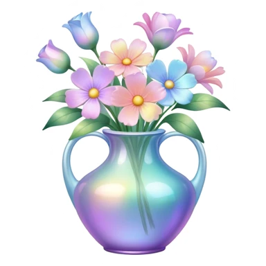 Iridescent vase with pastel flowers sticker