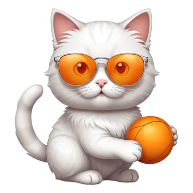 Cat playing with a ball with sunglasses  sticker