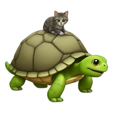 Un chat sur une tortue sticker