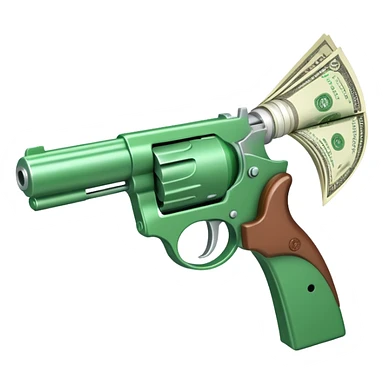 money gun shooting dollar bills sticker
