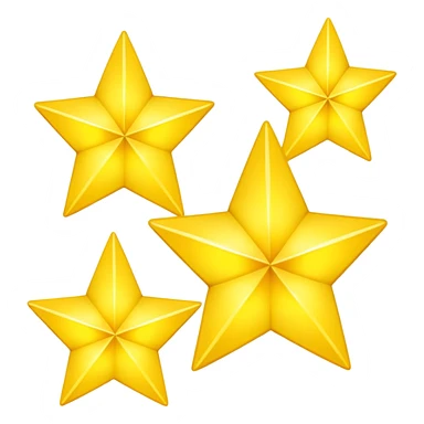three glowing four-angled yellow stars - two big and one smaller sticker
