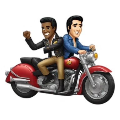 Elvis Presley and Pelé in a motorcycle sticker