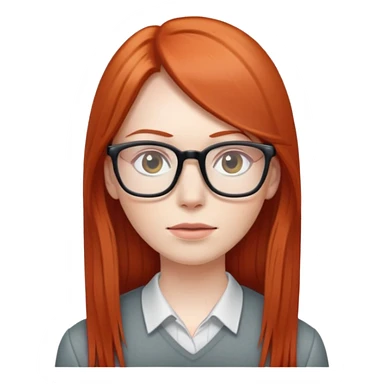 Red head long straight hair pale skin wearing glasses sticker