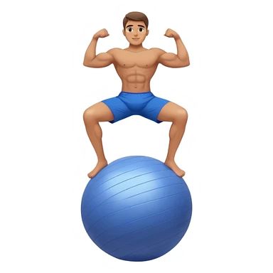 fit man with blue shorts stability ball balance sticker