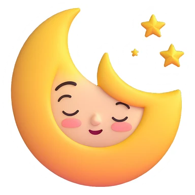 sleepy moon with a tiny star on cheek 3D emoji style sticker