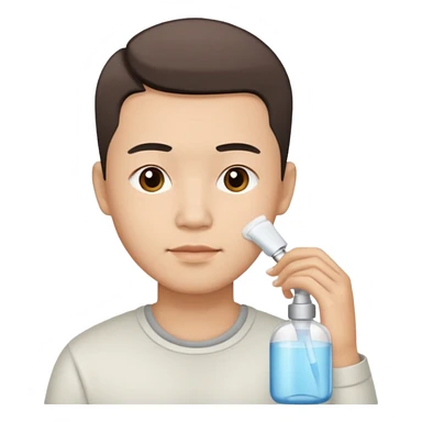 chinese man doing skincare with a fade haircut sticker