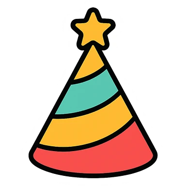 party hat color icon style sticker