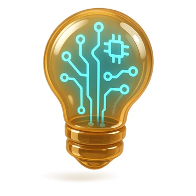 lightbulb icon with glossy circuit style sticker