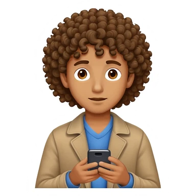 Brown boy with curly hair Trading on his phone  sticker