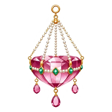 Rose-colored pastel glistening glossy sparkly shiny glittery hanging crystals pearls and beads and gemstones decorations sticker