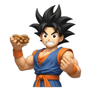 goku holding nuts sticker