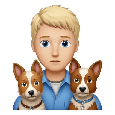 Blonde hair blue eye man with cattle dog sticker