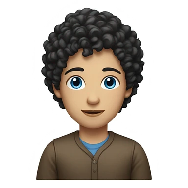 make, very short dark curly hair - shorter on the sides , longer on the top; blue eyes ;caucasian; young sticker