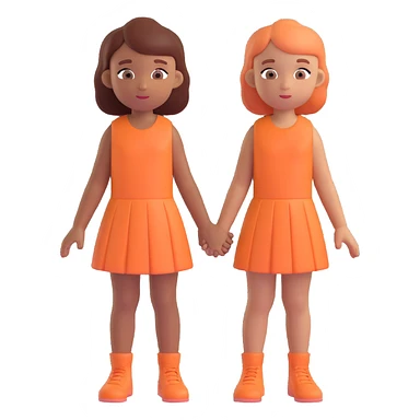 Slightly increase the volume of the upper body of the girl, separate the girl and the boy from each other, and make the skin color the same for both characters. Maintain the cartoonish 3D style. sticker