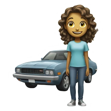 smiling girl with car sticker