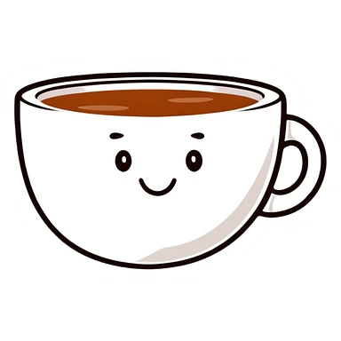 Cute tea cup with a happy face sticker