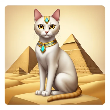 Egyptian cat full body sitting with pyramids background sticker