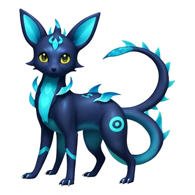 Shiny Aural Iridescent Fluorescent Bioluminescent Umbreon-Amaura-Salandit-Vaporeon-Fakémon-fusion (full body) sticker
